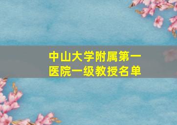 中山大学附属第一医院一级教授名单