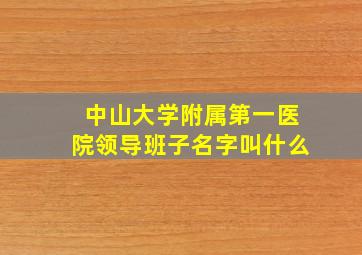 中山大学附属第一医院领导班子名字叫什么