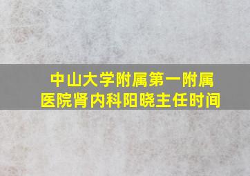 中山大学附属第一附属医院肾内科阳晓主任时间