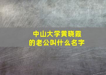 中山大学黄晓霞的老公叫什么名字