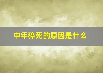 中年猝死的原因是什么