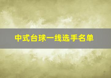 中式台球一线选手名单