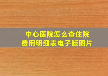 中心医院怎么查住院费用明细表电子版图片