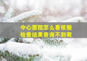 中心医院怎么看核酸检查结果查询不到呢