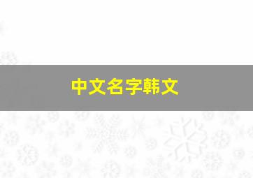 中文名字韩文