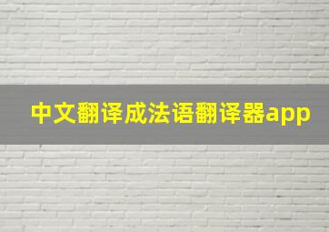 中文翻译成法语翻译器app