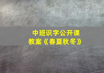 中班识字公开课教案《春夏秋冬》