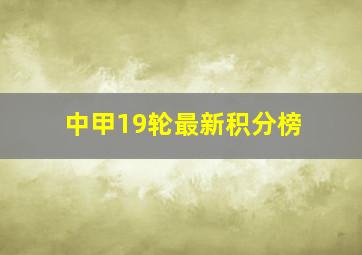 中甲19轮最新积分榜