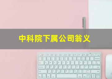 中科院下属公司翁义