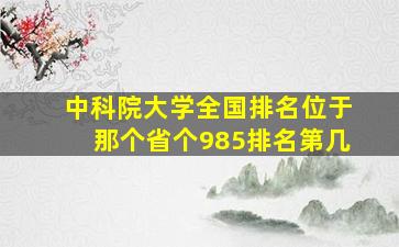 中科院大学全国排名位于那个省个985排名第几