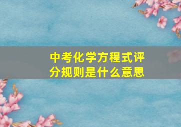 中考化学方程式评分规则是什么意思