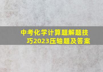 中考化学计算题解题技巧2023压轴题及答案