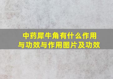 中药犀牛角有什么作用与功效与作用图片及功效