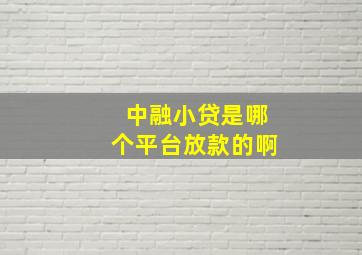 中融小贷是哪个平台放款的啊