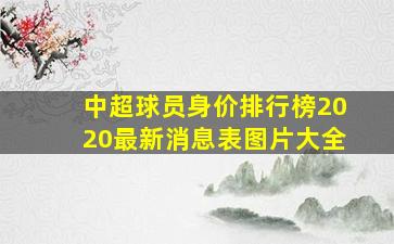 中超球员身价排行榜2020最新消息表图片大全