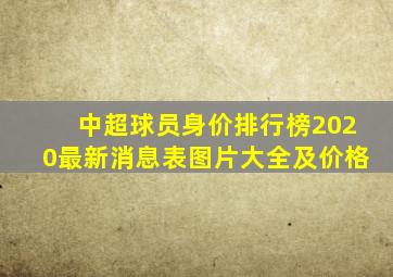 中超球员身价排行榜2020最新消息表图片大全及价格