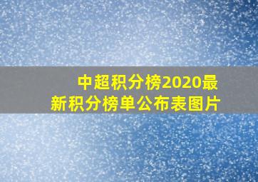 中超积分榜2020最新积分榜单公布表图片