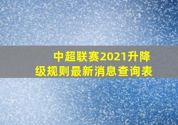 中超联赛2021升降级规则最新消息查询表