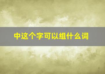 中这个字可以组什么词