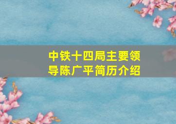 中铁十四局主要领导陈广平简历介绍