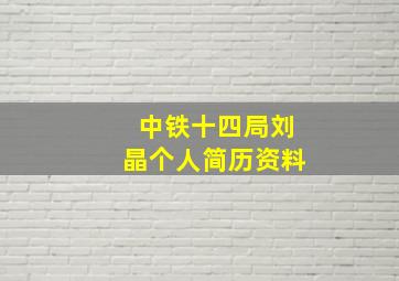 中铁十四局刘晶个人简历资料