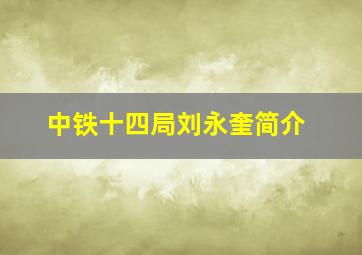 中铁十四局刘永奎简介