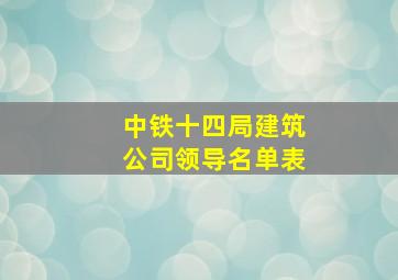 中铁十四局建筑公司领导名单表