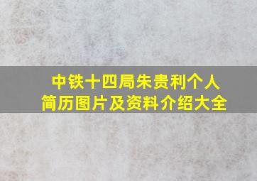 中铁十四局朱贵利个人简历图片及资料介绍大全