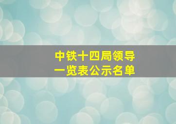 中铁十四局领导一览表公示名单