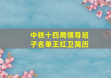 中铁十四局领导班子名单王红卫简历