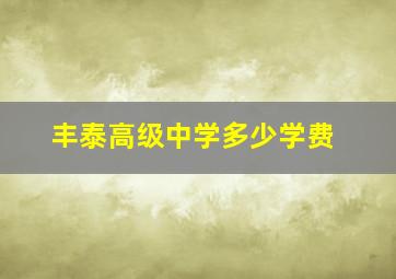 丰泰高级中学多少学费