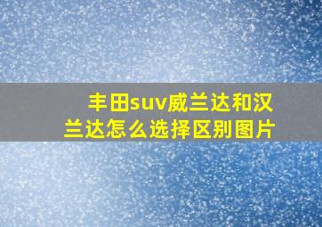 丰田suv威兰达和汉兰达怎么选择区别图片