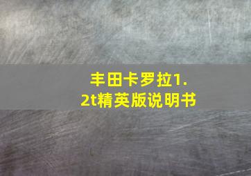 丰田卡罗拉1.2t精英版说明书