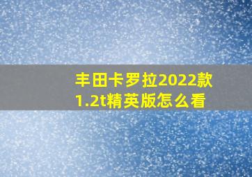 丰田卡罗拉2022款1.2t精英版怎么看