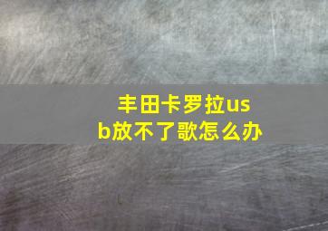 丰田卡罗拉usb放不了歌怎么办