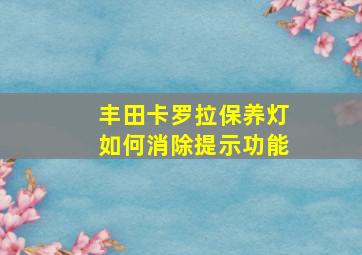 丰田卡罗拉保养灯如何消除提示功能