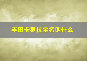 丰田卡罗拉全名叫什么