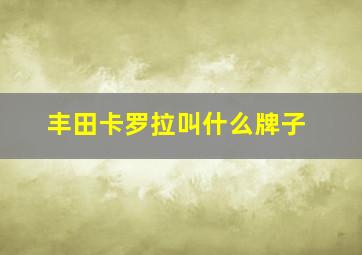 丰田卡罗拉叫什么牌子