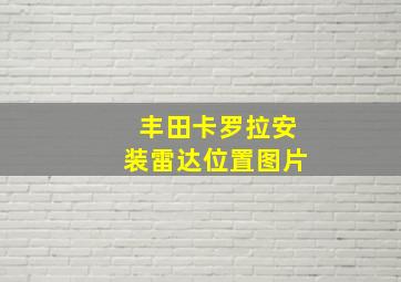 丰田卡罗拉安装雷达位置图片