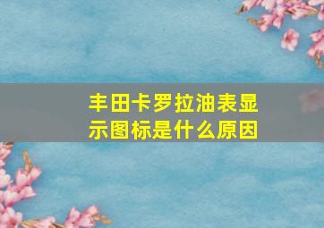 丰田卡罗拉油表显示图标是什么原因