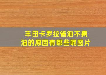 丰田卡罗拉省油不费油的原因有哪些呢图片