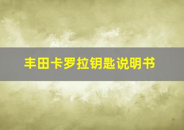 丰田卡罗拉钥匙说明书