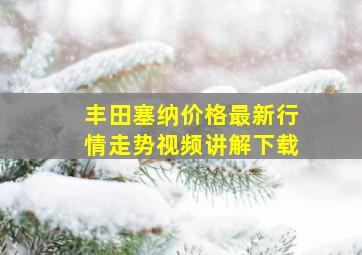 丰田塞纳价格最新行情走势视频讲解下载