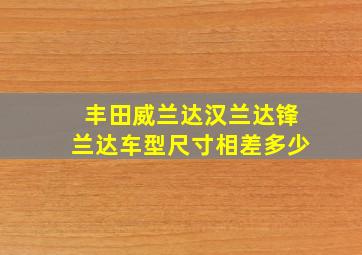 丰田威兰达汉兰达锋兰达车型尺寸相差多少