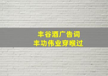 丰谷酒广告词丰功伟业穿喉过