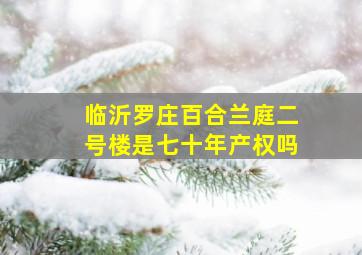 临沂罗庄百合兰庭二号楼是七十年产权吗