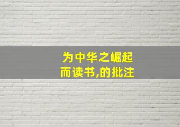 为中华之崛起而读书,的批注