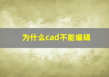 为什么cad不能编辑