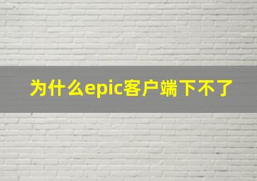 为什么epic客户端下不了