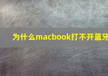 为什么macbook打不开蓝牙